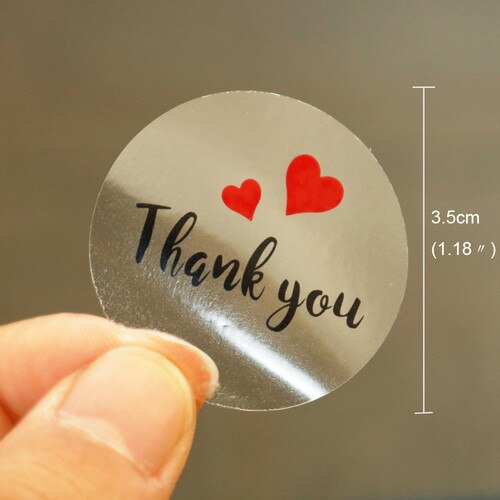 60pcs Transparent Thank you Stickers Round Red Heart PVC Stationery Stickers Scrapbooking Diary Deco Seal Stickers: Default Title
