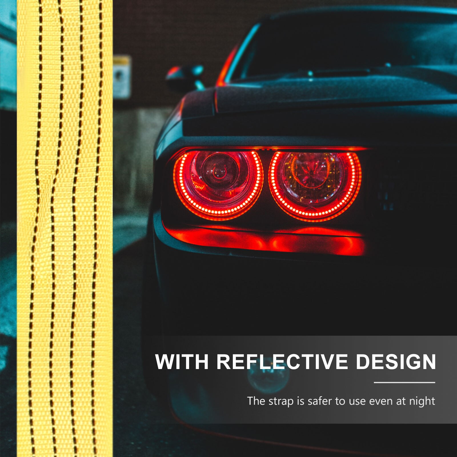 1 Set Car Towing Rope Emergency Rope High Strength Night Reflection Strap