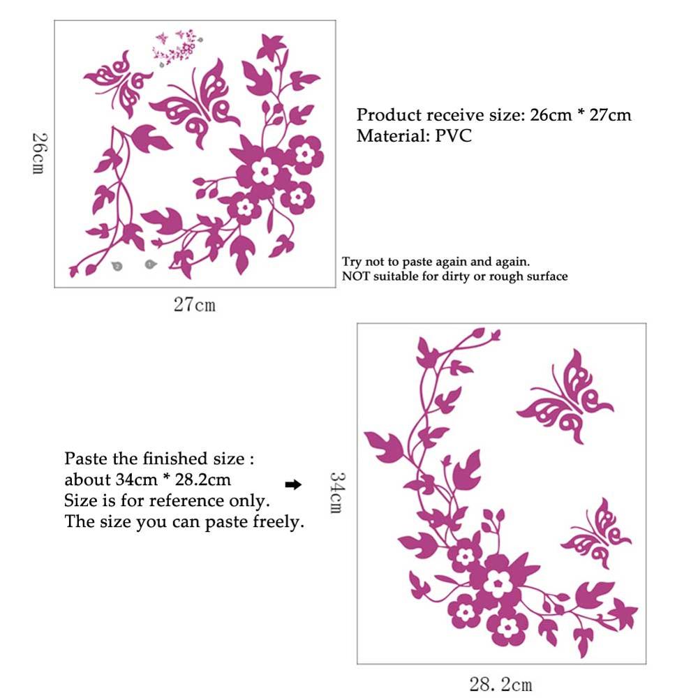 Muurstickers met bloemen, wijnranken, vlinders, badkamerdecoraties, muurschilderingen, woonkamerstickers, kaststickers, woondecoratie, behang