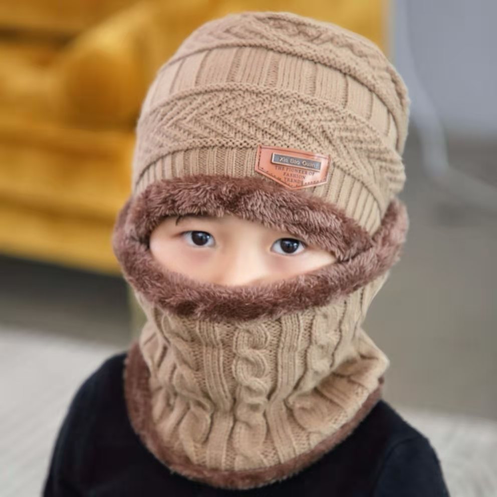 Kid Beanies Cap Scarf Set Kid Plush Ball Baby Girls Scarf Set Winter Warm Caps For Boys Girls 2-6 years old: D