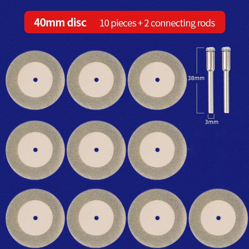 10pcs Mini Abrasive Diamond Cutting Disc Set for Dremel Rotary Cutter Saw Blade Grinding Wheels Disk with Mandrel Rotary Tools: 40MM