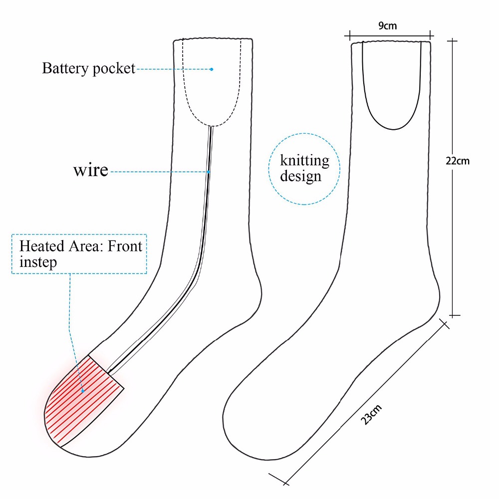 Opvarmede sokker til kronisk kolde fødder til kvinder og mænd kolde udendørs sport 3.7 spændingsjusterbare temperatur termosokker