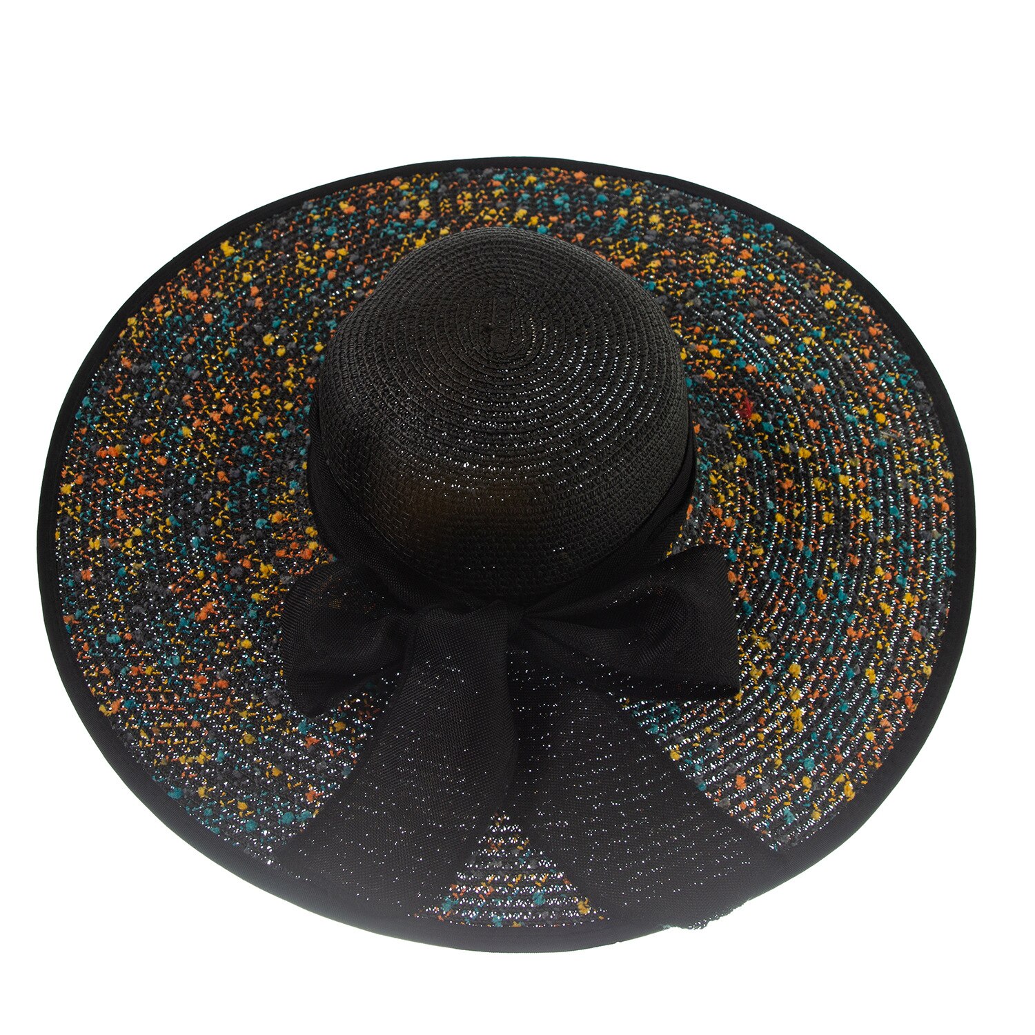 Summer Beach Sun Hat Ladies Hats, round-top broad-brimmed adult Straw hats: Black