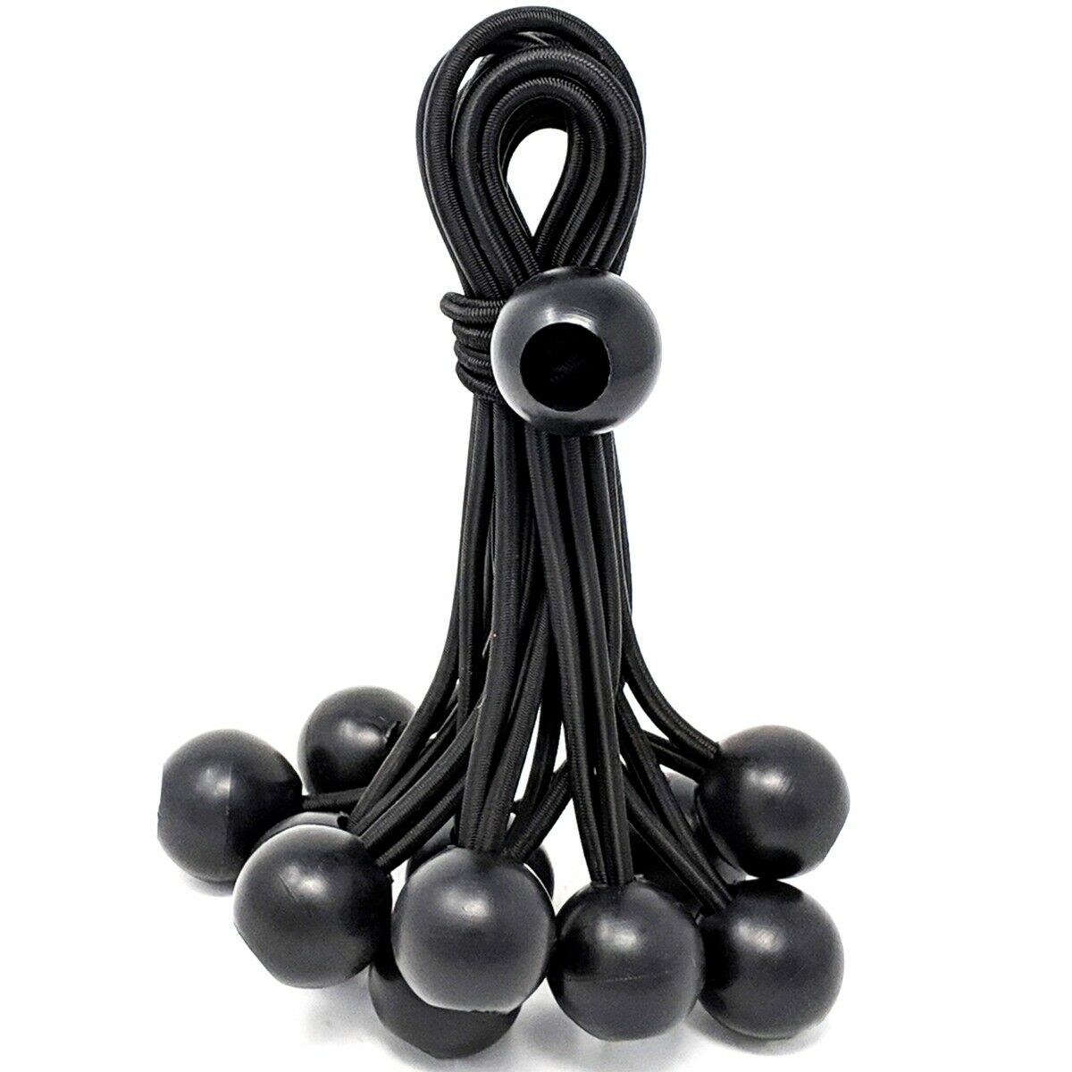 10PCS Black Ball Bungee Pack Shock Elastic Tie Loop Cord Fixing Securing Trailer Ropes Buckle Backpack Accessories Outdoors Tool: black