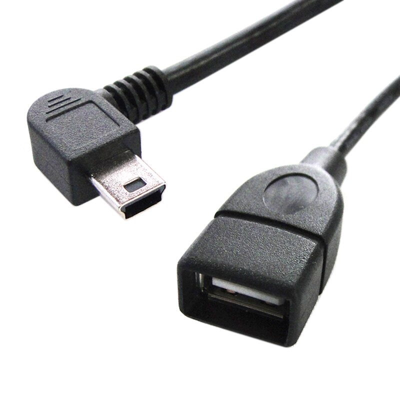 Cablecc Left Angled 90 degree USB Mini 5Pin Male to USB Female cable 10cm
