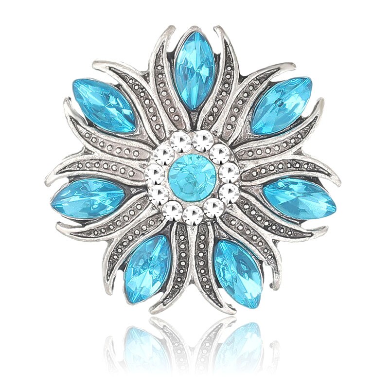 KZ3674 Schönheit Strass Bunte Blumen blüzehn elegante 18MM schnappen tasten passen 18mm schnappen Armbinde schnappen schmuck: Dunkelgrün