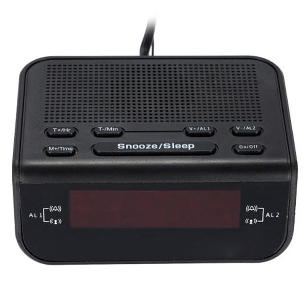 AM/FM LED Clock Radio With Dual Alarms Sleep Snooze Function Outlet Powered Big Digit Display for Bedroom Timed Shutdown