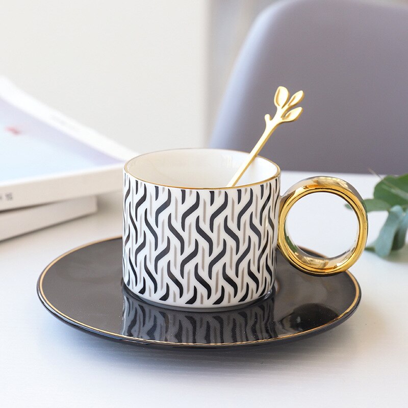 Light Luxury Ceramic Coffee Set 150ml Coffee Cup and Saucer Spoon Set: 03