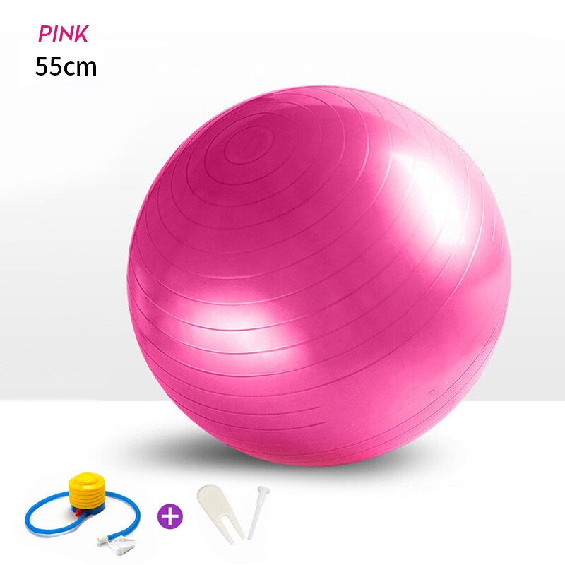 DIRRO 55-75cm Sports Yoga Balls Gym Balance Gym Ball Workout Massage Ball Household Exercise Pilates Fitness Props: 55cm Pink