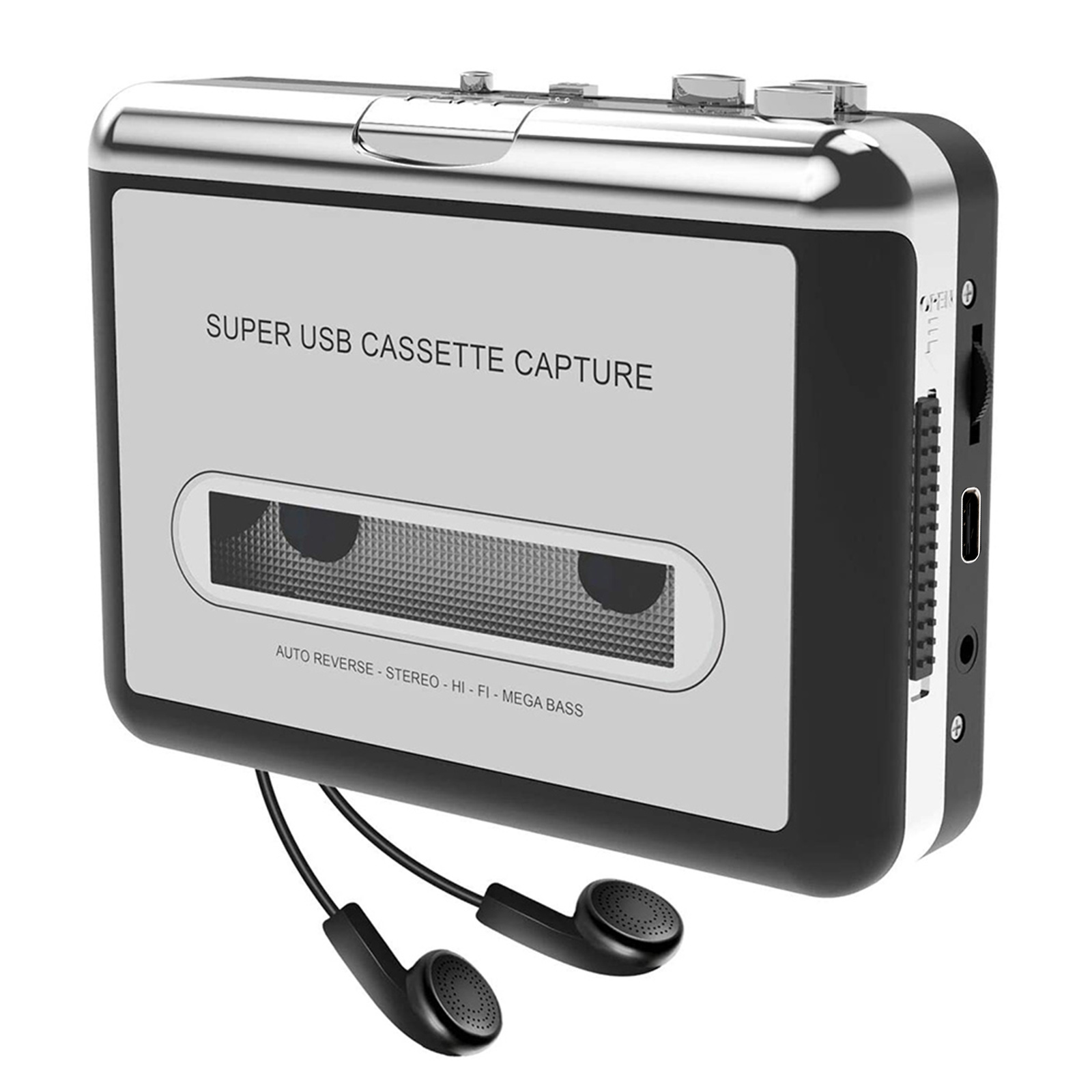 Usb-kassettinspelning kassettband till -mp3 -konverterare till dator hifi-ljud megabas musikspelare med hörlurar