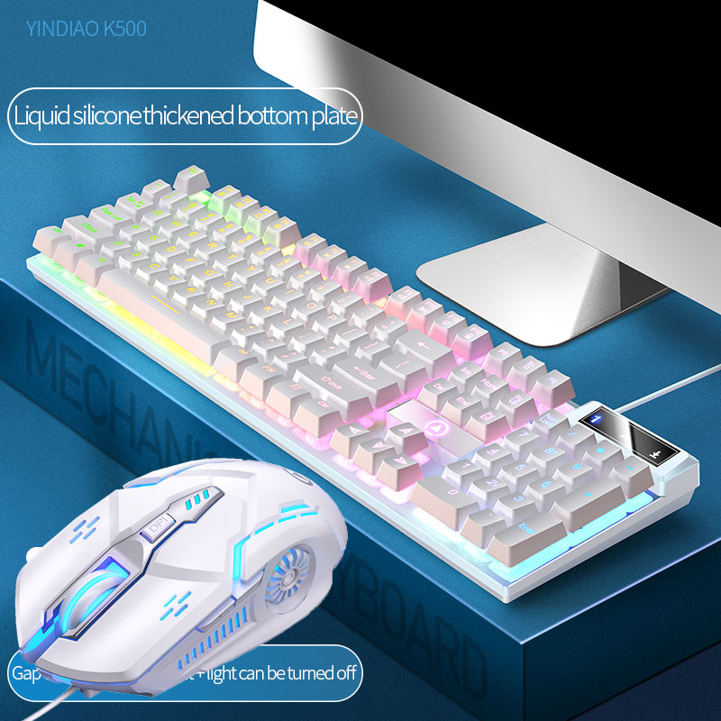 Różowy zestaw klawiatury i myszy 2 w 1 z przewodowym podświetleniem 104 klawiszy i myszą 1600 DPI z podświetleniem RGB