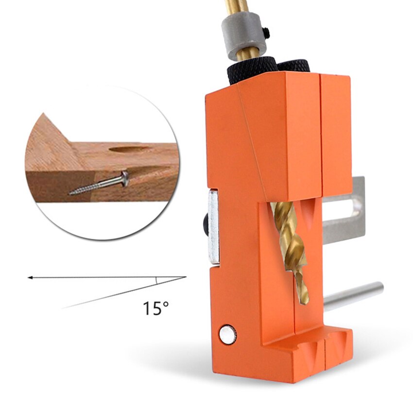 Boor Gids Jig Punch Locator Houtbewerking Schuine Gat Positionering 21-80 Mm Verstelbare Gat Opener 15 Graden, 9.5 Mm Boor