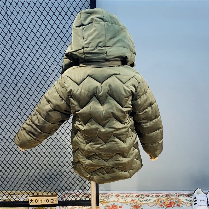 Winter Children's Padded Jacket Boy Warm Vevet Parkas Jacket Korean Style Children's Clothing Boy Cotton Hooded Jacket