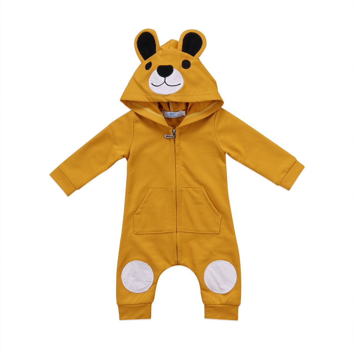 Merk herfst winter warme kleding baby rompers schattige cartoon beer baby meisje jongen jumpsuit kinderen baby outfits kleding: Geel / 18m
