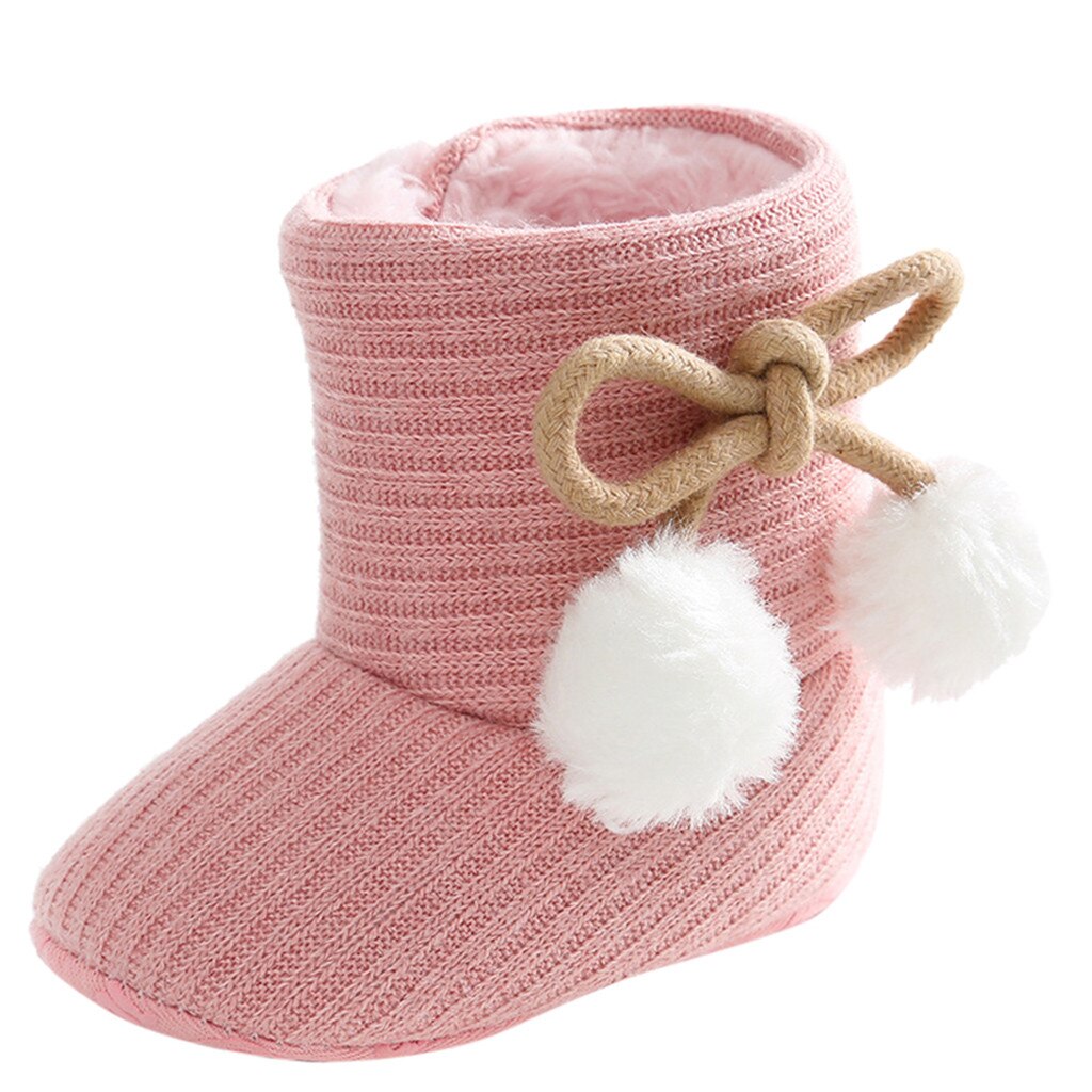 Bottes pour bébés hiver bébé filles chaussures solides anti-dérapant enfant en bas âge neige chaude Prewalker slip-on caoutchouc coton bottes souples pour les enfants: Rose / 4