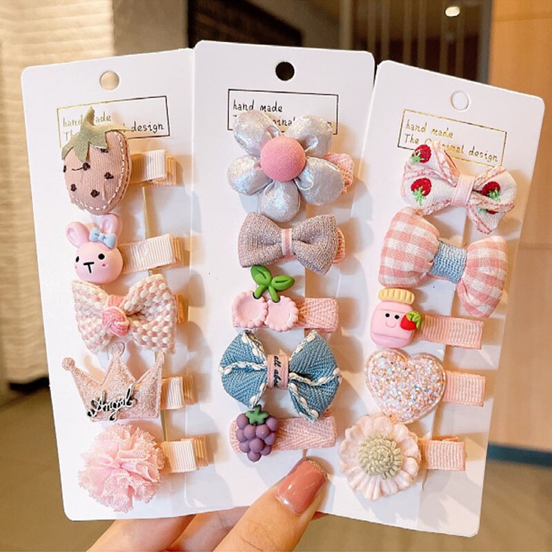 5 Teile/satz Nette Karikatur Baby Mädchen Haarnadeln Bogen Blume freundlicher Mini Haar Clips Barrettes freundlicher Haarnadeln Baby Haar Zubehör