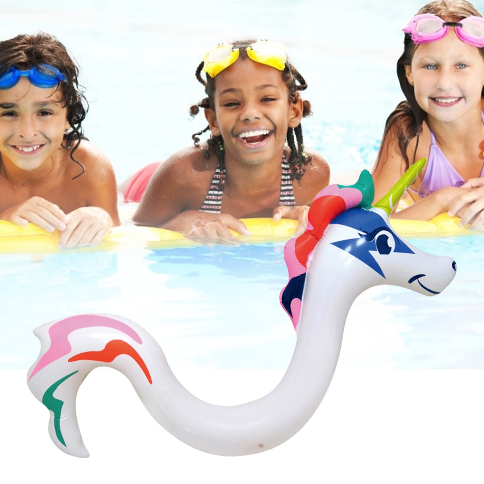 3D Animal Swim Pool Floating Toy Hippocampus Floats Flamingo Swimming Ring Unicorn Inflatable Pool Float Child&amp;Adult Water Toys