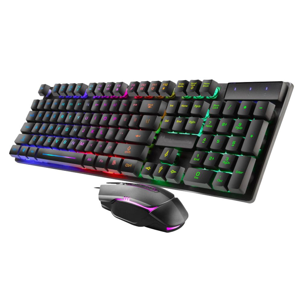 1 Set Keyboard Combo RGB Backlight Keyboard Ergonomic Wired Computer