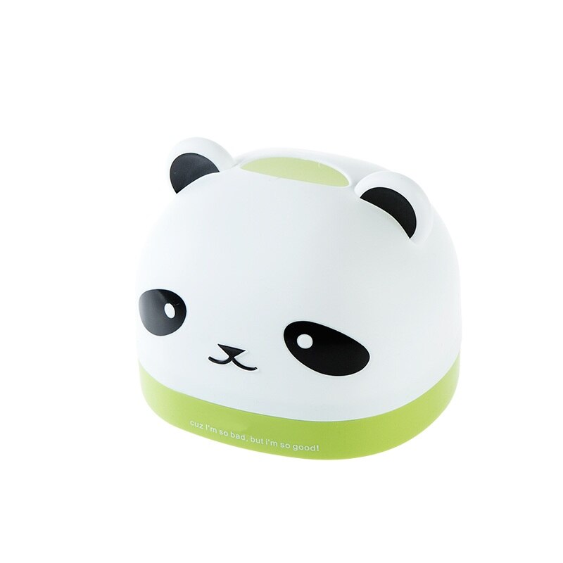 Panda Cartoon Doos, tissue Doos Desktop Papier Buis Huishouden Papieren Handdoek Servet Doos 16.5*14.5*11Cm: Green