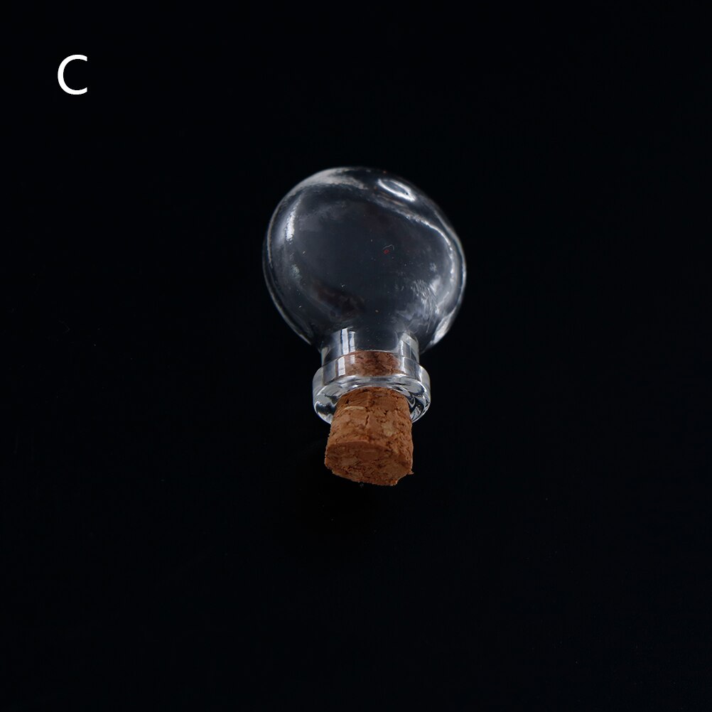 10 Shapes Mini Glass Bottles Key Chain Pendants Small Wishing Bottles With Cork Vial Arts Jars For Bracelets 2.4cm: 3