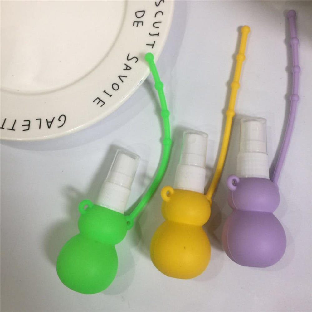 30ml silicone dos desenhos animados forma cabaça mini gel portátil desinfetante para as mãos mini garrafa recarregável removível viagem capa