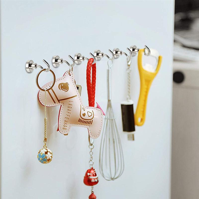 OUNONA 6 sztuk haczyki magnetyczne potężny ciężki obowiązek magnes neodymowy wieszak silny magnetyczny kubek wiszące wieszaki klucz płaszcz hak ścienny