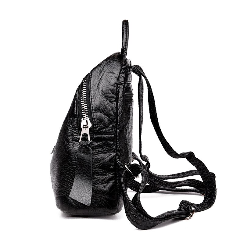 Mini Backpack Female soft PU Leather Backpacks For Teenage Girls Shoulder Bags Black Mochila Feminina Daypack purse