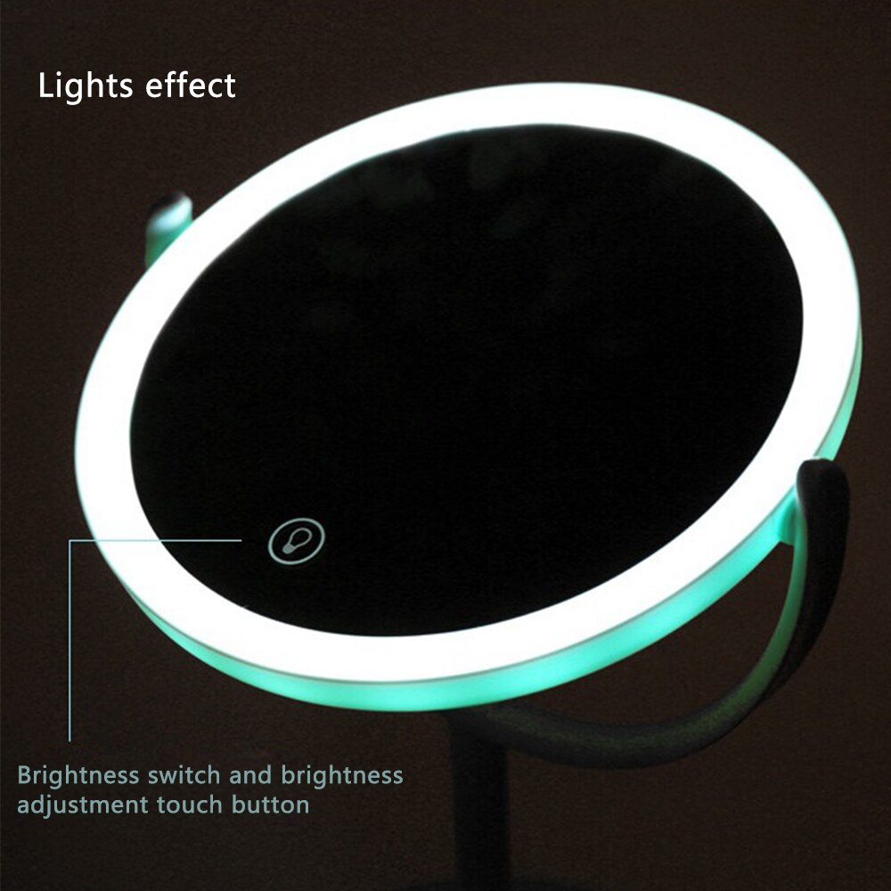 360 Degrees Rotation Makeup Mirror 22 LED Lights Touch Screen Dimmable Table Mirror USB Power Supply