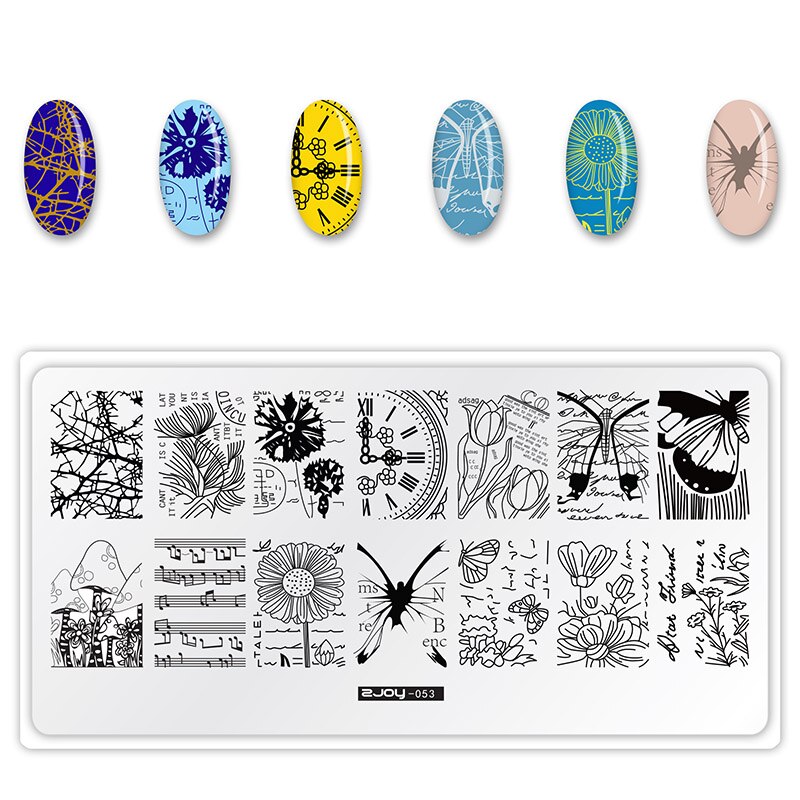 Vågenhed fisk delfin nail art stempling plader rustfrit stål billede rektangel negle skabelon stencils manicure stempel værktøj