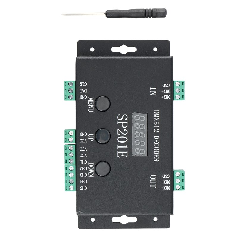 Sp201e rgb-led-pixel-streifen-controller mit dmx- 512- decoder, unterstützt 3072 kanäle und ist mit einer vielzahl von ics kompatibel.: Default Title