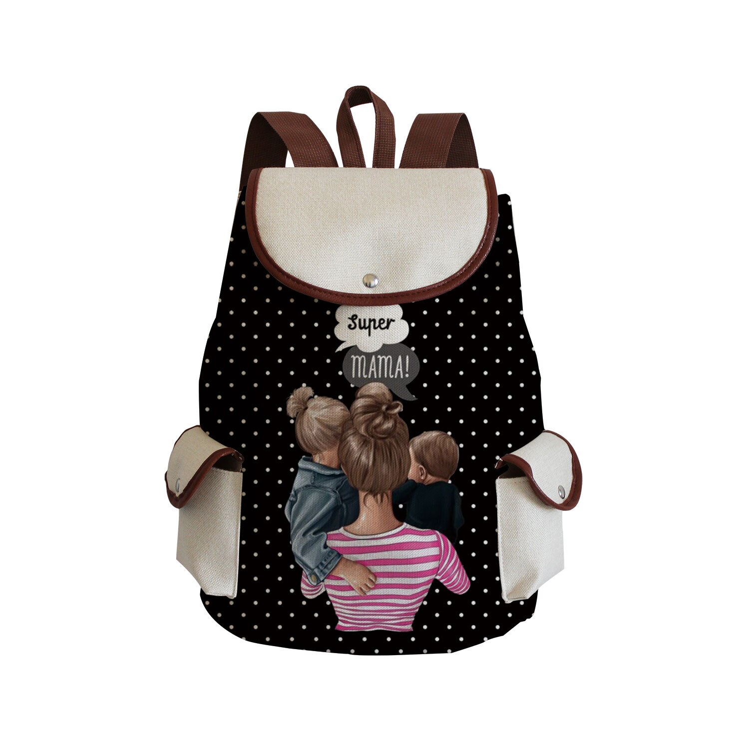 Large Capacity Drawstring Backpack Women Preppy Style Cartoon Super Mom Life Momlife Mama Mama Portable Linen Backpack Book Bag: sj3014 Mom Bag