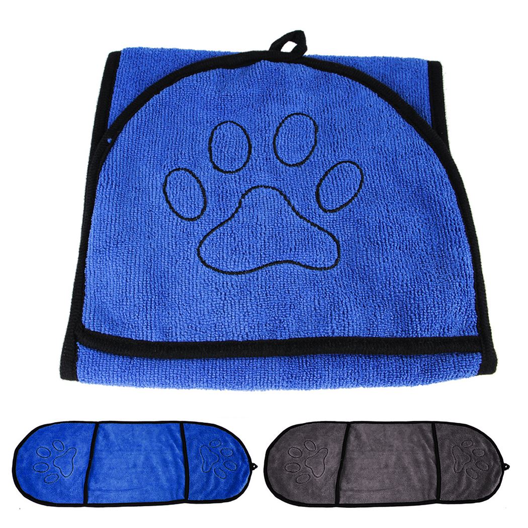 Søt pote kjæledyr hundehåndkle mykt tørkende badehåndkle til hund katt valp superabsorberende badekåper rengjøring nødvendig forsyning: Blå