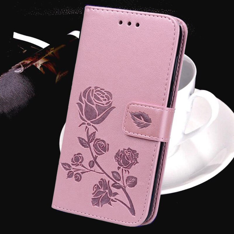 Luxe reliëf 3d bloemenhoesje voor samsung galaxy ace gt -s5830i s5830 pu leren portemonnee flip telefoonhoesje tas volledige achterkant: 3 roze