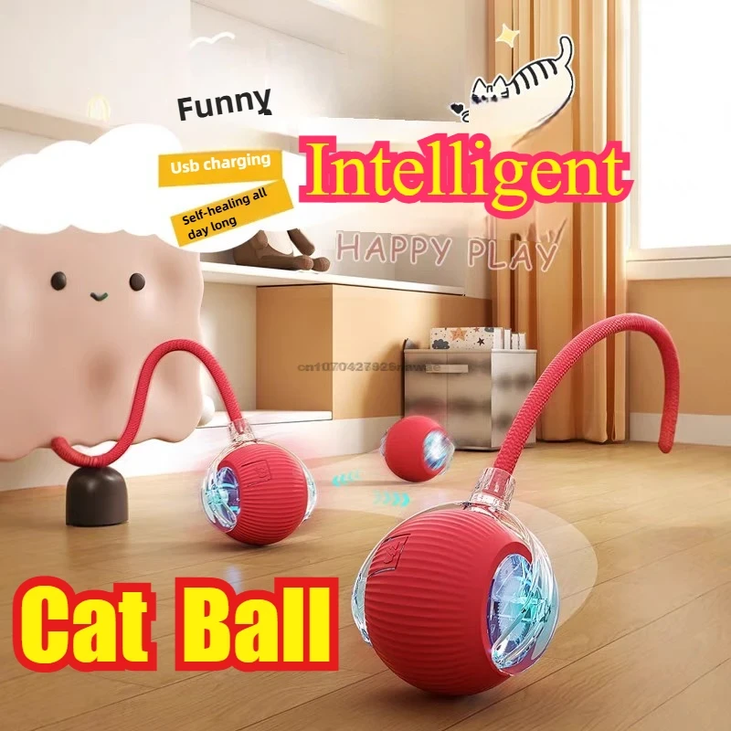 Pelota interactiva para gatos, pelota rodante automática, cola sintética, juguete eléctrico recargable para mascotas, entrenamiento para perros y gatos, juguetes para gatos con ratón de imitación