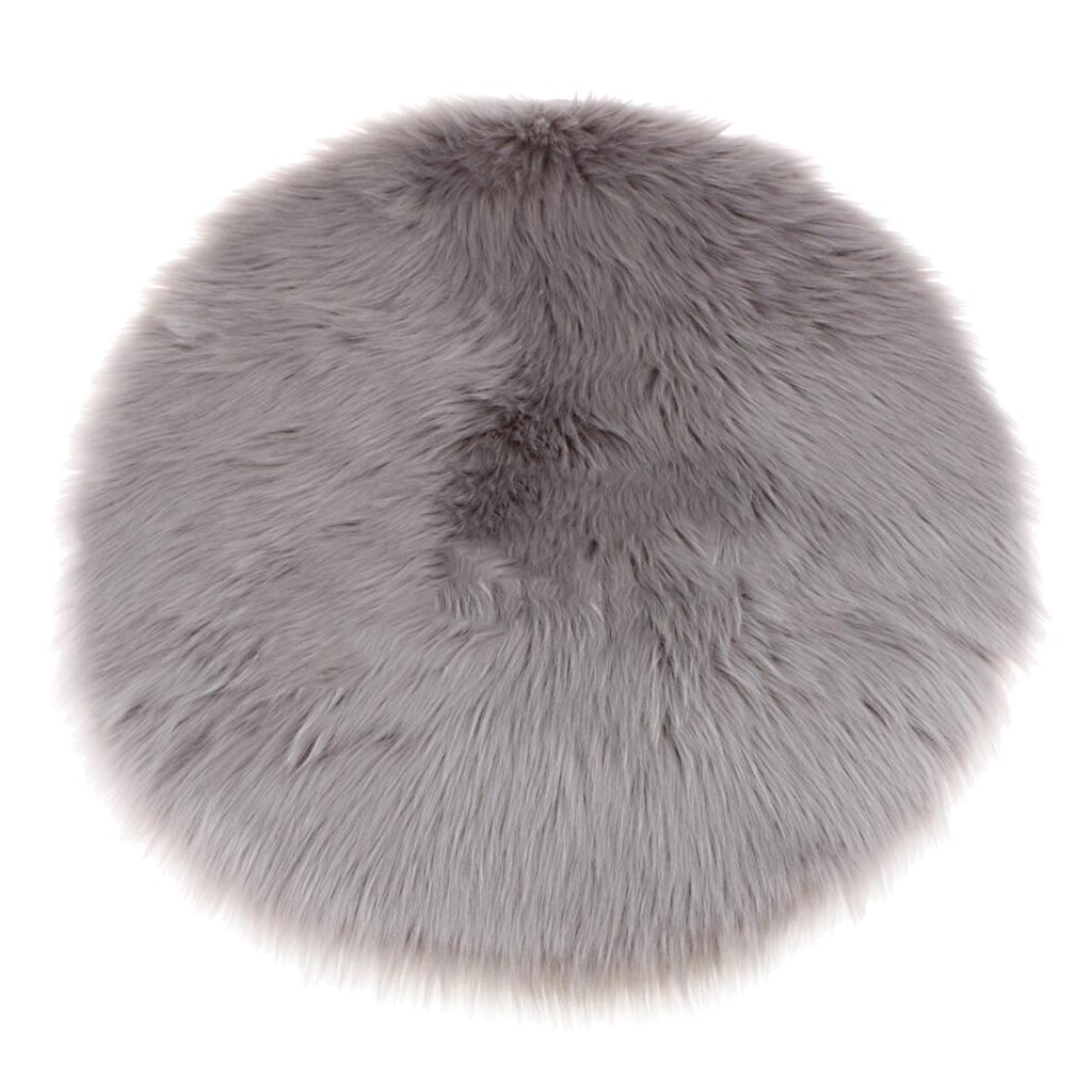 Luxe Faux Fur Schapenvacht Tapijt, Ronde Met Dikke Stapel, Machine Wasbaar, Soft & Stijlvolle Home Decor: Gray