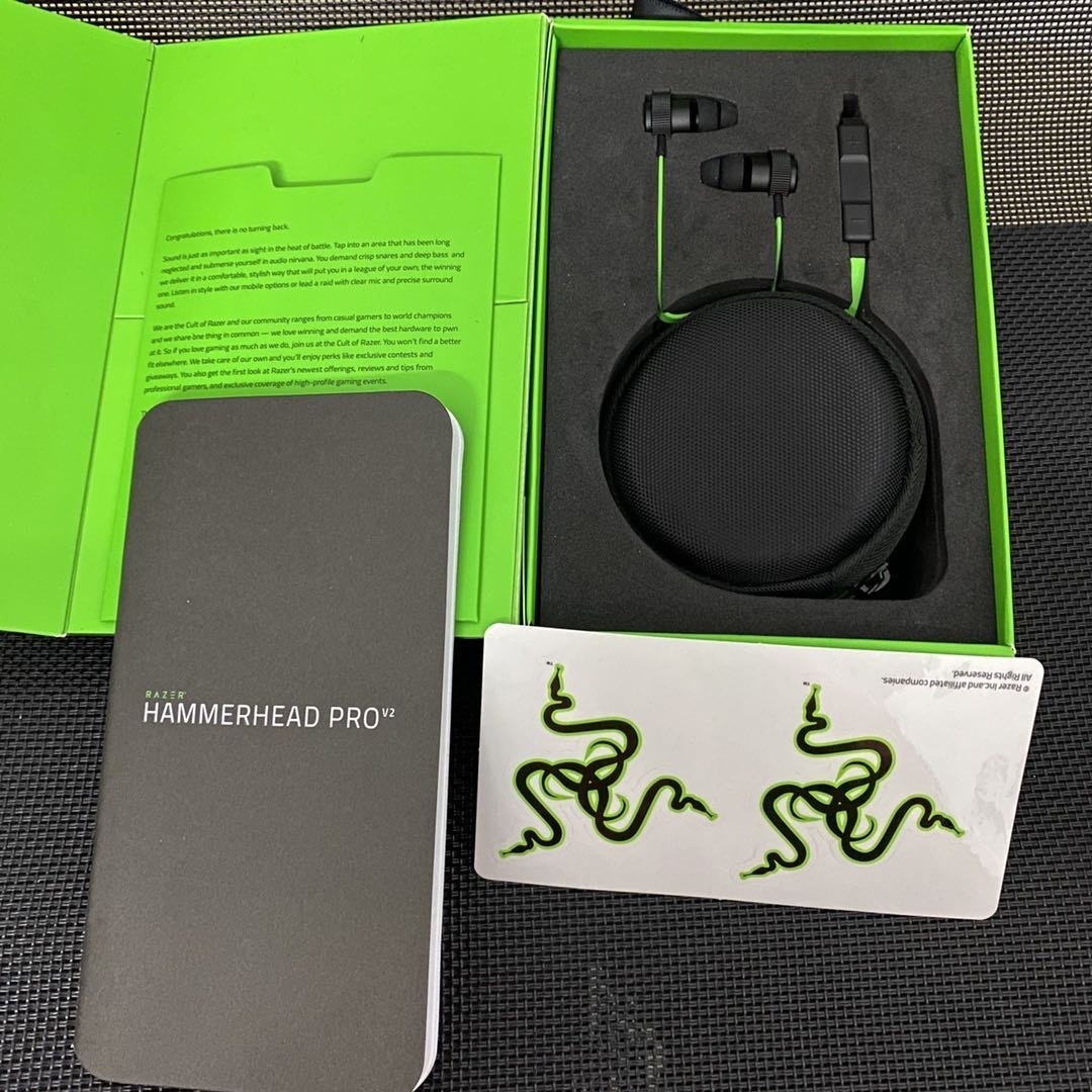 Razer Hammerhead PRO V2-hoofdtelefoon Bedraad Draagbaar Stereo Muziek Bass In-ear Sportoortelefoon 3,5 mm met microfoon Handsfree bellen Telefoon