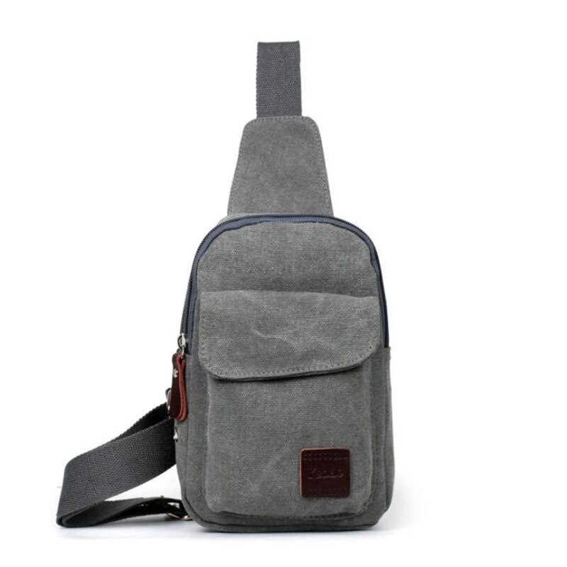 Heren kleine borsttas reizen wandelen cross body messenger schouder casual effen heren canvas tas handtas: Lichtgrijs