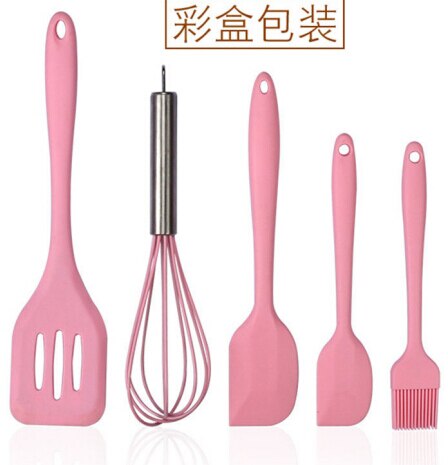 Chef Craft 5 Piece Silicone Kitchen Tool and Utensil Set Cooking Utensils: Pink