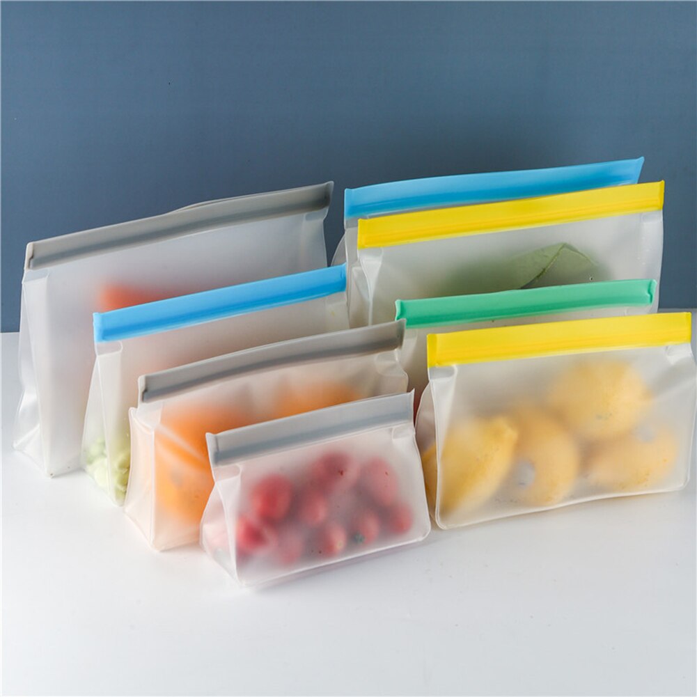 Clear Food Storage Set Stand Up Fresh Bags Leakproof Refrigerator Container