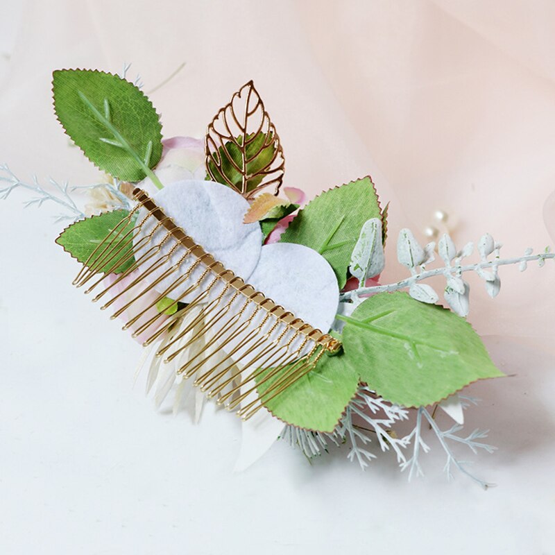 Acessórios para o cabelo de noiva placa plugue do cabelo pente artesanal simulação de pano flor bud pente de cabelo praia palha chapéu decoração