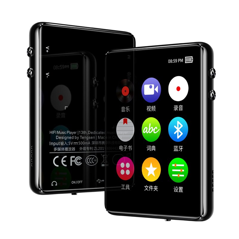 Bluetooth 5.0 Mp3 Player 2.4 Inches Full Touch Screen Built-in Speaker 8G 16G 32G With E-Book FM Radio Recorder Video Playback