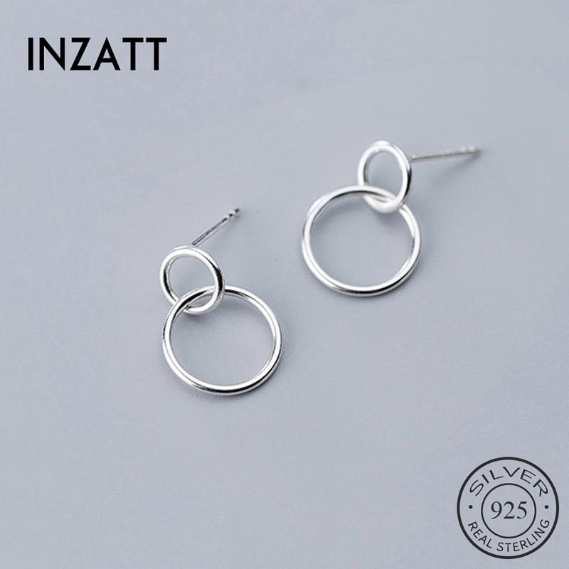 INZATT Real 925 en argent Sterling minimaliste coeur boucle d'oreille pour la femmes anniversaire partie mignon Fine bijoux accessoires