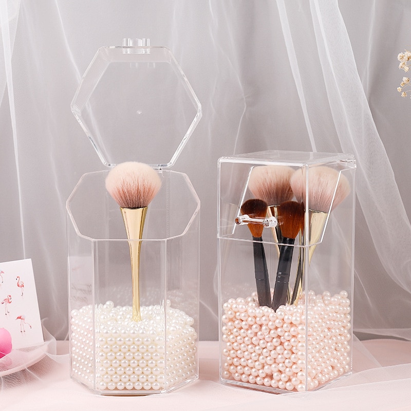 Makeup Organizer Cosmetic Box Acrylic Makeup Brush Holder Lipstick Pencil Storage Container Clear Storage Box Organizer