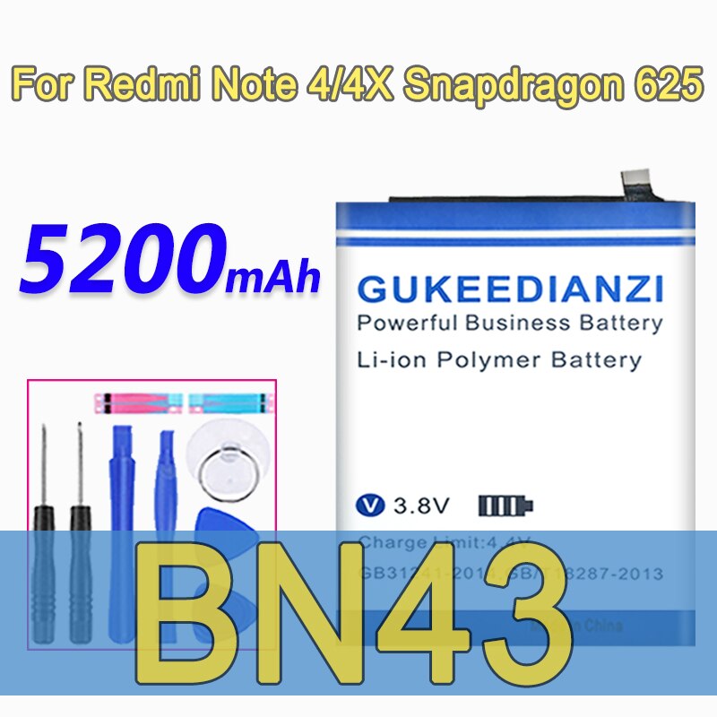 Batería Para Xiaomi Redmi nota 2 3 4 4X 5 5A 6 7 Pro modelo BM42 BM45 BM46 BN31 BN41 BN43 BN45 BN48 BN4A BM 46 millones 31 41 43 45 48: BN43-Note4 4X 625