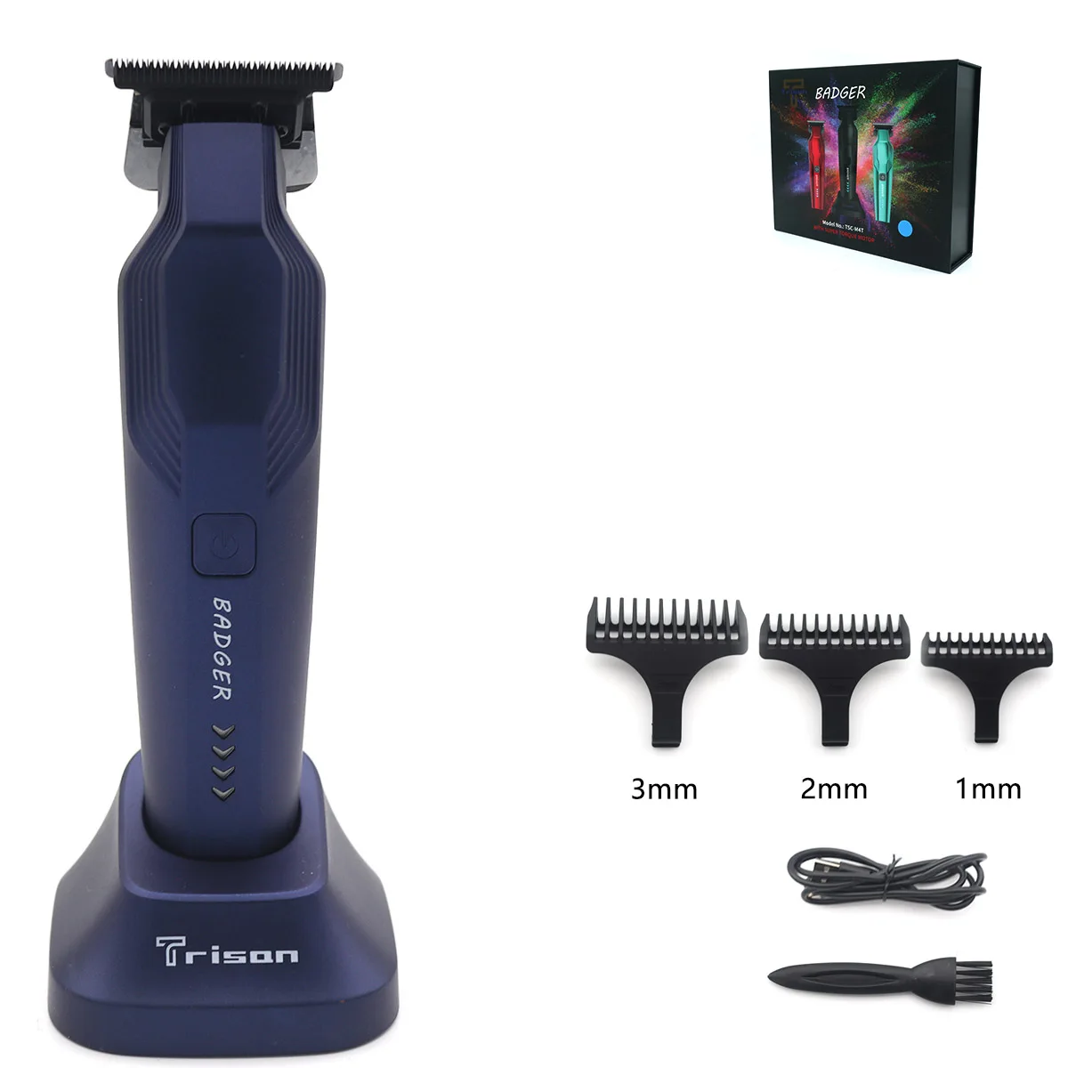 Cortadora de pelo para hombres, cuchilla en T DLC de grafito con cargador de Base, cortadora de pelo USB inalámbrica de poco ruido, máquina de acabado: violet