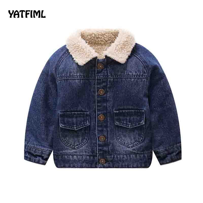 Yatfiml vinterjacka för flickor pojkar coola lappade bomullsbroderikläder jeansjacka outfits 18m-5t: Marin / 4t