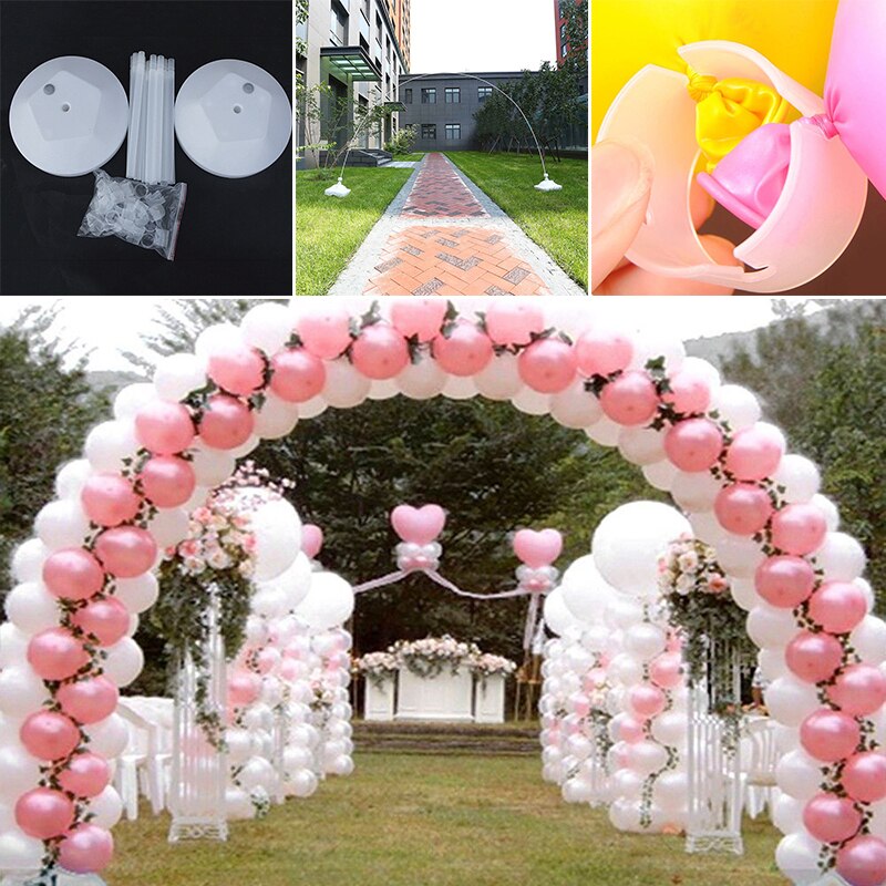 1 sæt ballon søjlebue base opretstående stang display stativ bryllupsfest indretning gør-det-selv tilbehør til bryllupsfest begivenhed indretning