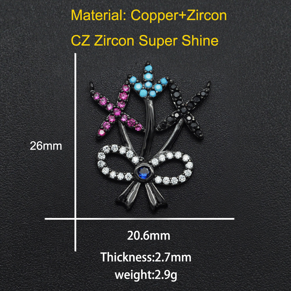 Diy Ananas CZ Charms Cactus Ketting Hanger Zirkoon Apple Connector Voor Sieraden Zonnebloem Maken: Titanium Plated