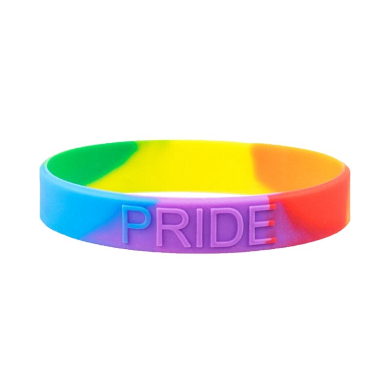 Pulsera de silicona multicolor para orgullo Gay, brazalete de goma multicapa, joyería: BL8369MC2