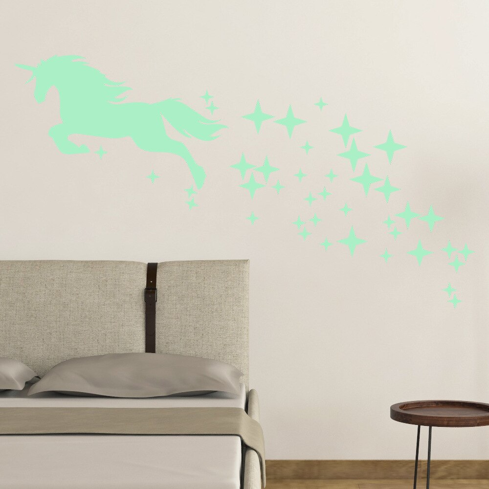 Lichtgevende Eenhoorn Muursticker Verwijderbare Eenhoorn Muurstickers Stickers Decor Voor Gilrs Kinderen Slaapkamer Nursery Birthday Party Favor